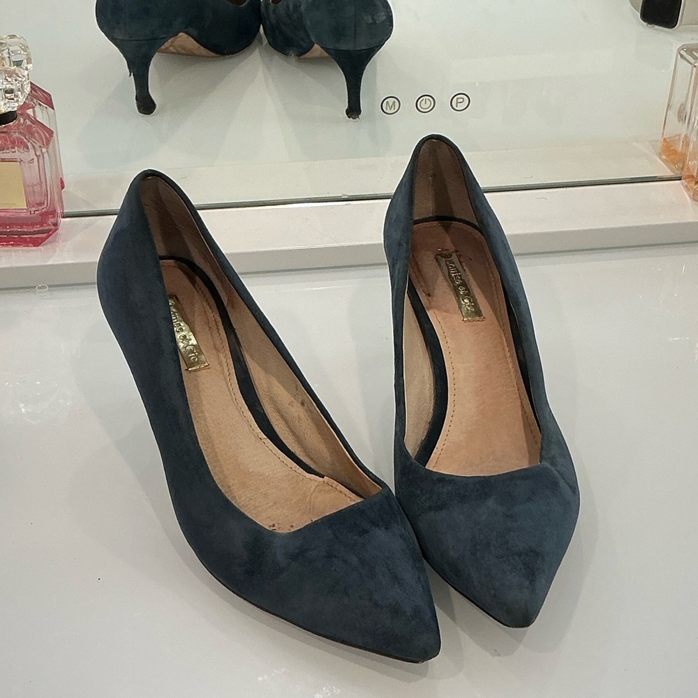 Elegant Blue Suede Women's Heels